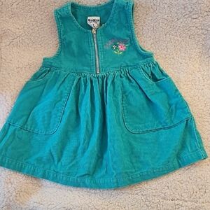 OshKosh B'gosh Turquoise Corduroy Dress with Floral Detail